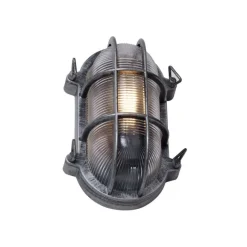 QAZQA Außenwandleuchte Silber Oval IP44 - Noutica