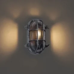 QAZQA Außenwandleuchte Silber Oval IP44 - Noutica