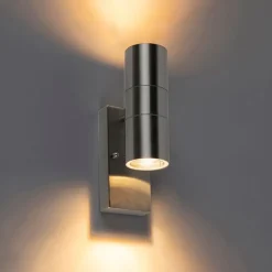 QAZQA Außenwandleuchte Stahl 2-flammig IP44 mit Dämmerungssensor - Duo