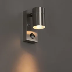 QAZQA Außenwandleuchte Stahl IP44 mit Bewegungsmelder - Solo