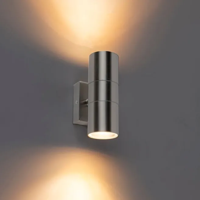 QAZQA Außenwandleuchte Stahl IP44 - Duo