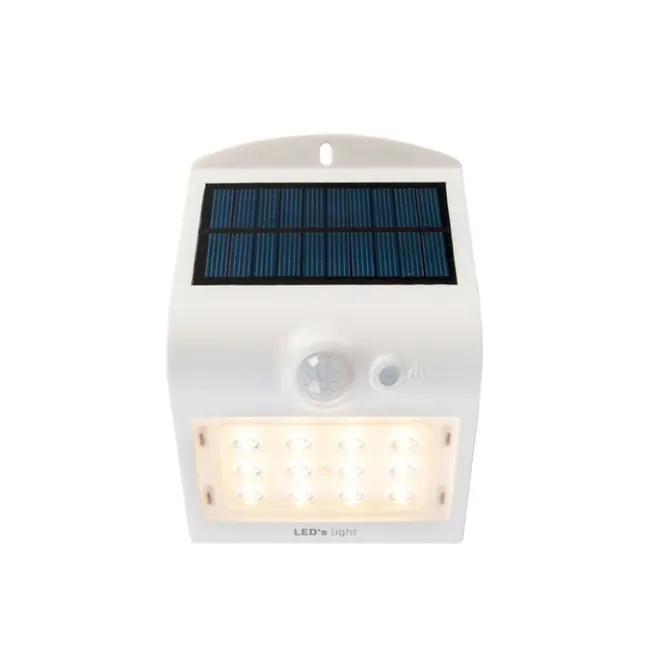 Shada Außenwandleuchte weiß 14,5 cm mit Abblendlicht und Solarsensor - Daya