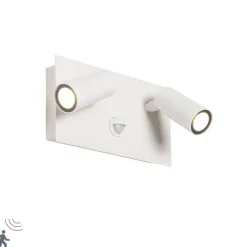 QAZQA Außenwandleuchte weiß inkl. LED 2-Licht Bewegungsmelder - Simon