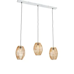 QAZQA Bambus-Hängelampe mit weißem länglichem 3-Licht - Canna Capsule