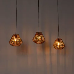 QAZQA Bambus-Hängelampe mit weißem länglichem 3-Licht - Canna Diamond