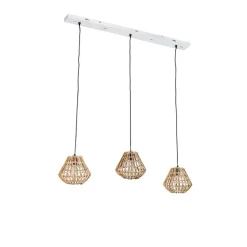QAZQA Bambus-Hängelampe mit weißem länglichem 3-Licht - Canna Diamond
