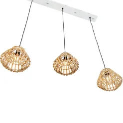 QAZQA Bambus-Hängelampe mit weißem länglichem 3-Licht - Canna Diamond