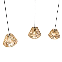 QAZQA Bambus-Hängelampe mit weißem länglichem 3-Licht - Canna Diamond