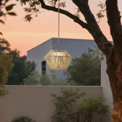 QAZQA Böhmische Tischleuchte Beige inkl. LED 3-Stufen-Dimmbar IP54 Solar Wiederaufladbar - Duco