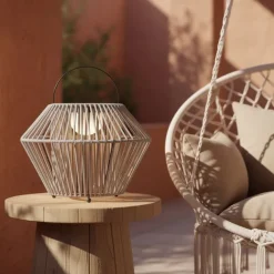 QAZQA Böhmische Tischleuchte Grau inkl. LED 3-Stufen-Dimmbar IP54 Solar Wiederaufladbar - Duco