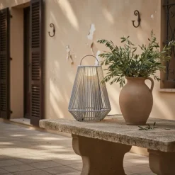 QAZQA Böhmische Tischleuchte Grau inkl. LED 3-Stufen-Dimmbar IP54 Solar Wiederaufladbar - Duca