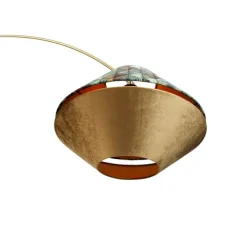 QAZQA Bogenlampe aus Messing mit doppeltem Samtschirm Blattdesign und Beige - XXL