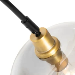 QAZQA Bogenlampe schwarz mit gold mit Rauchglas - Zuzanna