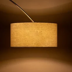 QAZQA Bogenlampe Stahl Stoffschirm weiß 50 cm - XXL