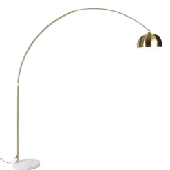 QAZQA Bogenleuchte Messing mit weißem Marmorsockel verstellbar - XXL