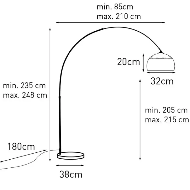 QAZQA Bogenleuchte Messing mit weißem Marmorsockel verstellbar - XXL