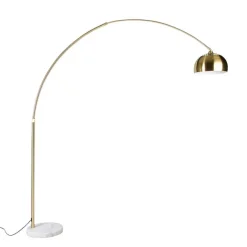 QAZQA Bogenleuchte Messing mit weißem Marmorsockel verstellbar - XXL