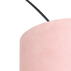 QAZQA Bogenleuchte Samt-Schirm schwarz-pink mit Gold 50 cm - XXL