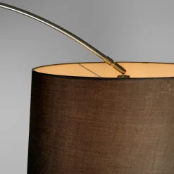 QAZQA Bogenleuchte Stahl Stoffschirm schwarz 45 cm - XXL