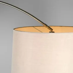 QAZQA Bogenleuchte Stahl Stoffschirm weiß 45 cm - XXL