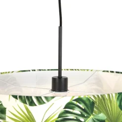 QAZQA Botanische Hängelampe schwarz mit Blattschirm 50cm - Combi 1