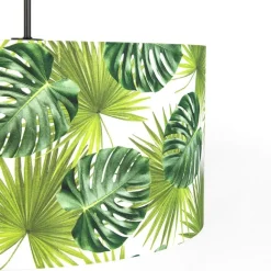 QAZQA Botanische Hängelampe schwarz mit Blattschirm 50cm - Combi 1