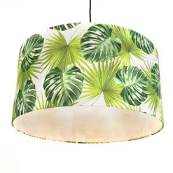 QAZQA Botanische Hängelampe schwarz mit Blattschirm 50cm - Combi 1