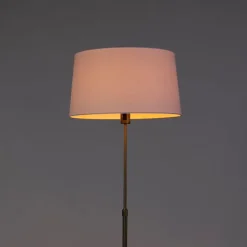 QAZQA Bronze Stehleuchte mit Leinenschirm weiß 45 cm verstellbar - Parte