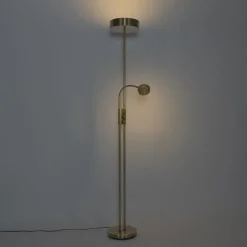 QAZQA Bronzene Stehleuchte inkl. LED und Dimmer mit Leselampe - Kelso