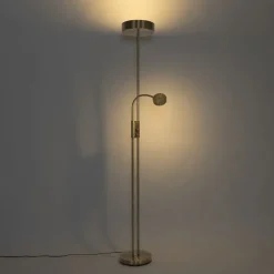 QAZQA Bronzene Stehleuchte inkl. LED und Dimmer mit Leselampe - Kelso