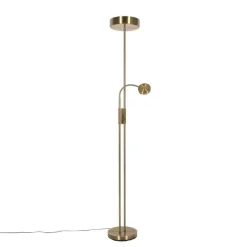 QAZQA Bronzene Stehleuchte inkl. LED und Dimmer mit Leselampe - Kelso