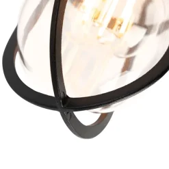 QAZQA Country Exterior Deckenleuchte schwarz mit Glas IP44 - Elza