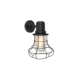 QAZQA Country Wandleuchte schwarz IP44 - Moreno