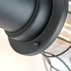 QAZQA Country Wandleuchte schwarz IP44 - Moreno