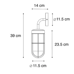 QAZQA Country Wandleuchte schwarz mit Glas - Elza