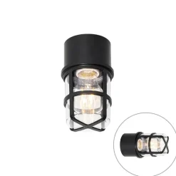 QAZQA Decken- und Wandleuchte schwarz mit klarem Schirm IP54 - Kiki