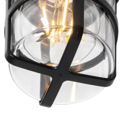 QAZQA Decken- und Wandleuchte schwarz mit klarem Schirm IP54 - Kiki