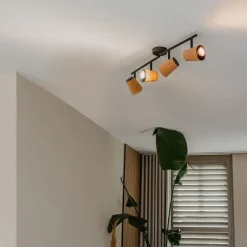 QAZQA Deckenfleck schwarz mit Korkschirm 4-Licht verstellbar - Corky