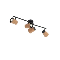 QAZQA Deckenfleck schwarz mit Korkschirm 4-Licht verstellbar - Corky