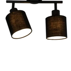 QAZQA Deckenfleck schwarz mit schwarzem Schirm 2-Licht verstellbar - Hetta