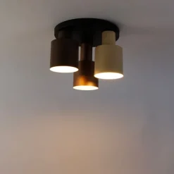Trio Leuchten Deckenleuchte Bronze mit Taupe und Beige 3-flammig - Ans