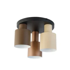 Trio Leuchten Deckenleuchte Bronze mit Taupe und Beige 3-flammig - Ans