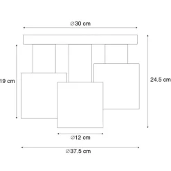 Trio Leuchten Deckenleuchte Bronze mit Taupe und Beige 3-flammig - Ans