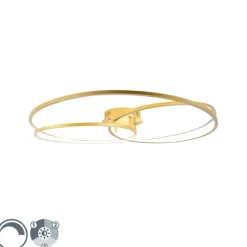 QAZQA Deckenleuchte Gold 78 cm inkl. LED 3 Stufen dimmbar - Rowin