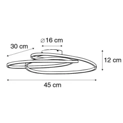 QAZQA Deckenleuchte Gold 45 cm inkl. LED 3 Stufen dimmbar - Rowin