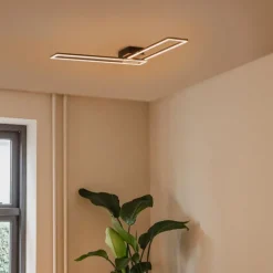 QAZQA Deckenleuchte länglich schwarz 3-stufig dimmbar - Plazas Novo