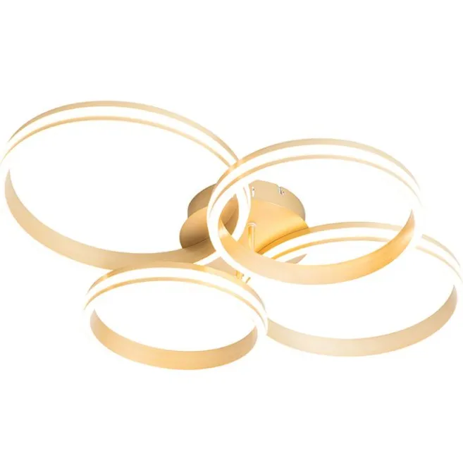 QAZQA Deckenleuchte Messing inkl. LED 3-stufig dimmbar 4-flammig - Navara