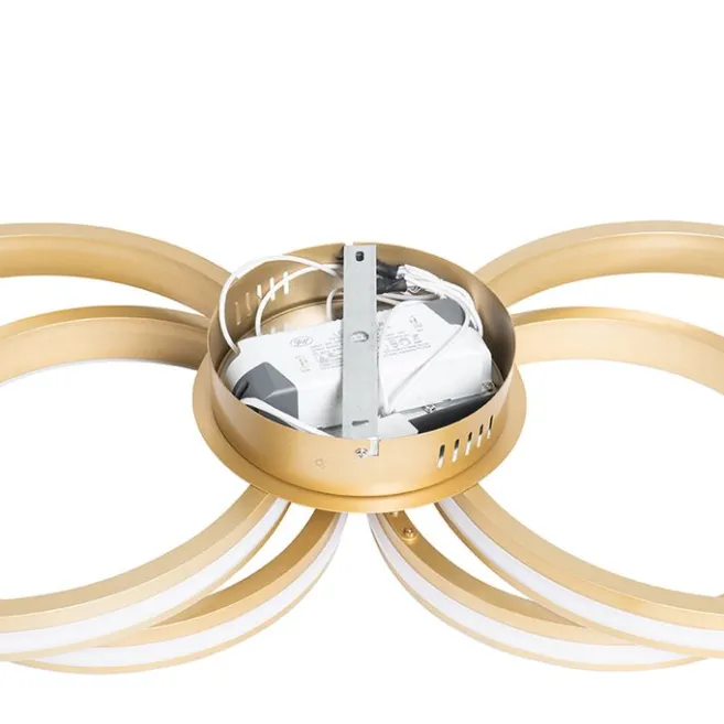 QAZQA Deckenleuchte Messing inkl. LED 3-stufig dimmbar 4-flammig - Navara