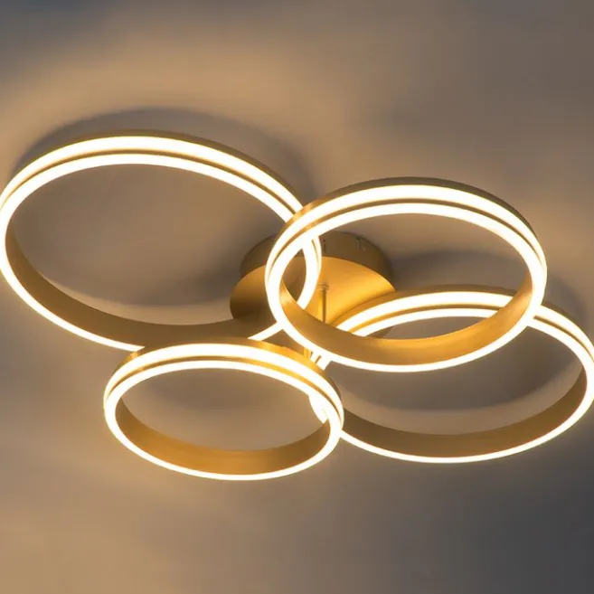 QAZQA Deckenleuchte Messing inkl. LED 3-stufig dimmbar 4-flammig - Navara