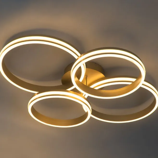 QAZQA Deckenleuchte Messing inkl. LED 3-stufig dimmbar 4-flammig - Navara